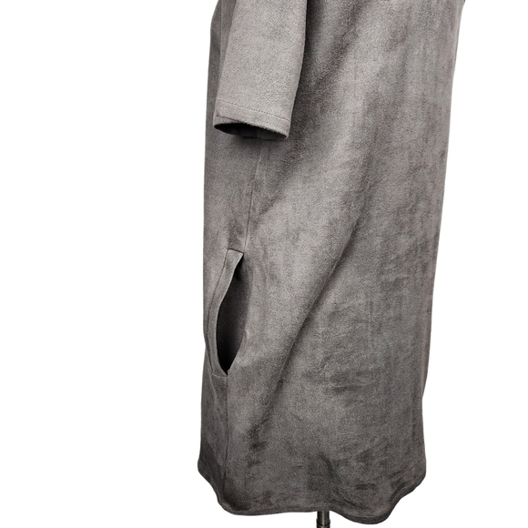Chloe K Faux Suede Shift Dress Brown Super Soft Women's Size Medium - Picture 5 of 10